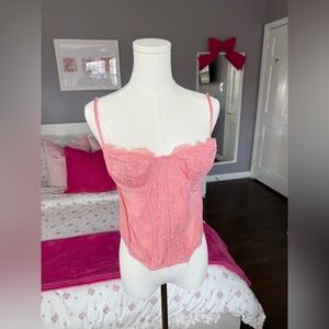 Pink Lace Out from Under Urban Outfitters Corset Top